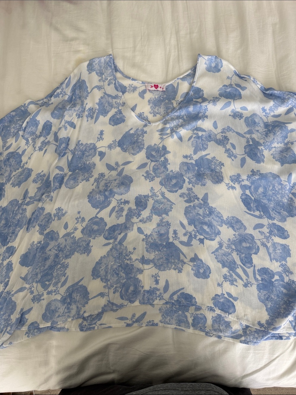 Buddy Love White Top with Blue Floral Print